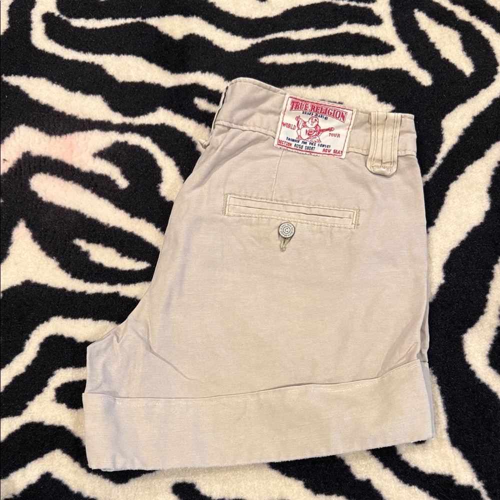 True Religion Khaki Shorts with Buttoned Pocket